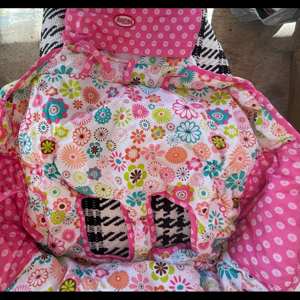 NWOT tag Pink print Nuby brand shop cart or high chair cover in bag.